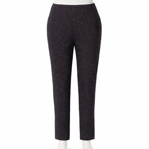 Chico's Travelers Slim Straight Ankle Pants Black Geo Print Pull-On 16R/3R